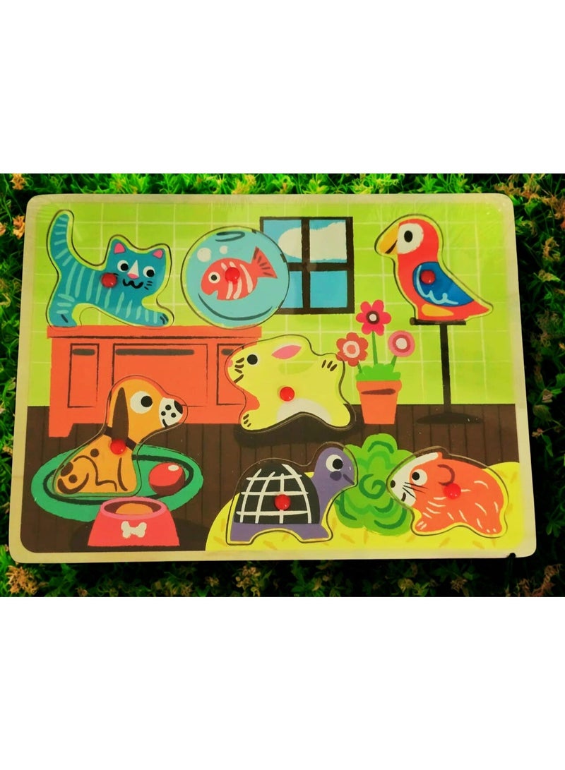 لغز خشبي تعليمي للأطفال من كوكومي | حيوانات أليفة | التعلم المبكر | مستوحى من مونتيسوري | 30 × 22 × 0.5 سم - Image 1